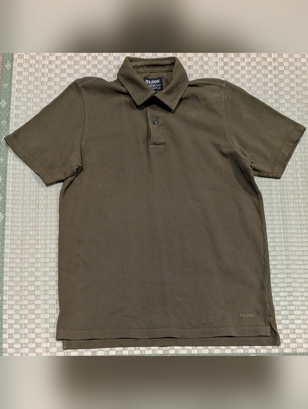 Filson Pique Polo Shirt Cotton Marsh Olive Men's Size Small Made in Peru